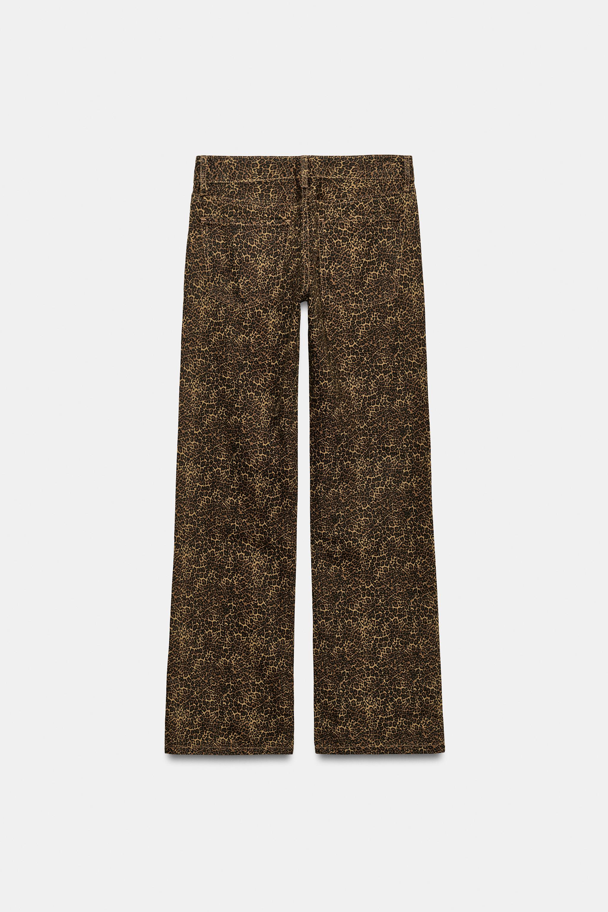 TRF ANIMAL PRINT LOW-RISE WIDE-LEG JEANS